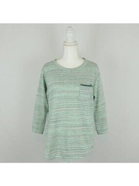 Columbia Women's Medium Green Gray Scoop Neck 3/4 Sleeve Pocket Sweatshirt